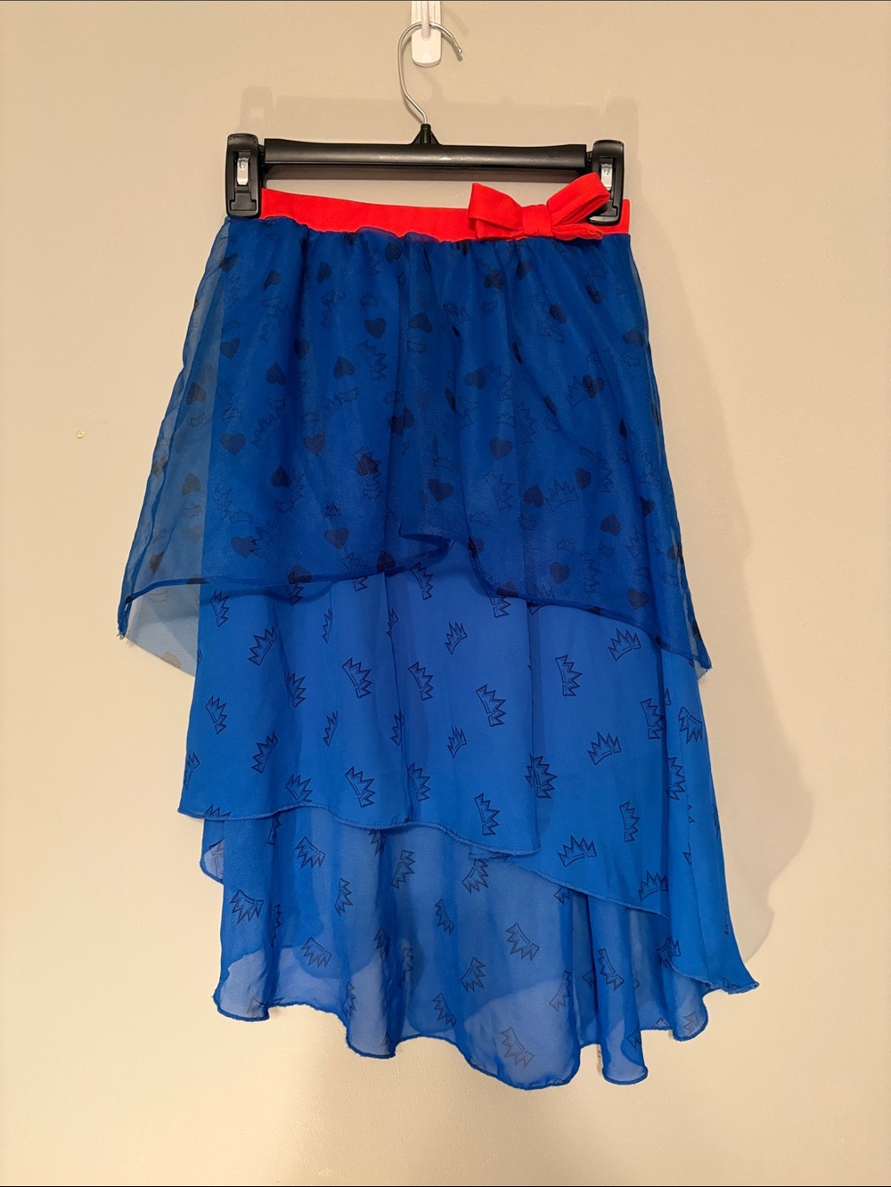 Disney Descendants 3 Blue High-Low Tiered Skirt with Red Waist Bow